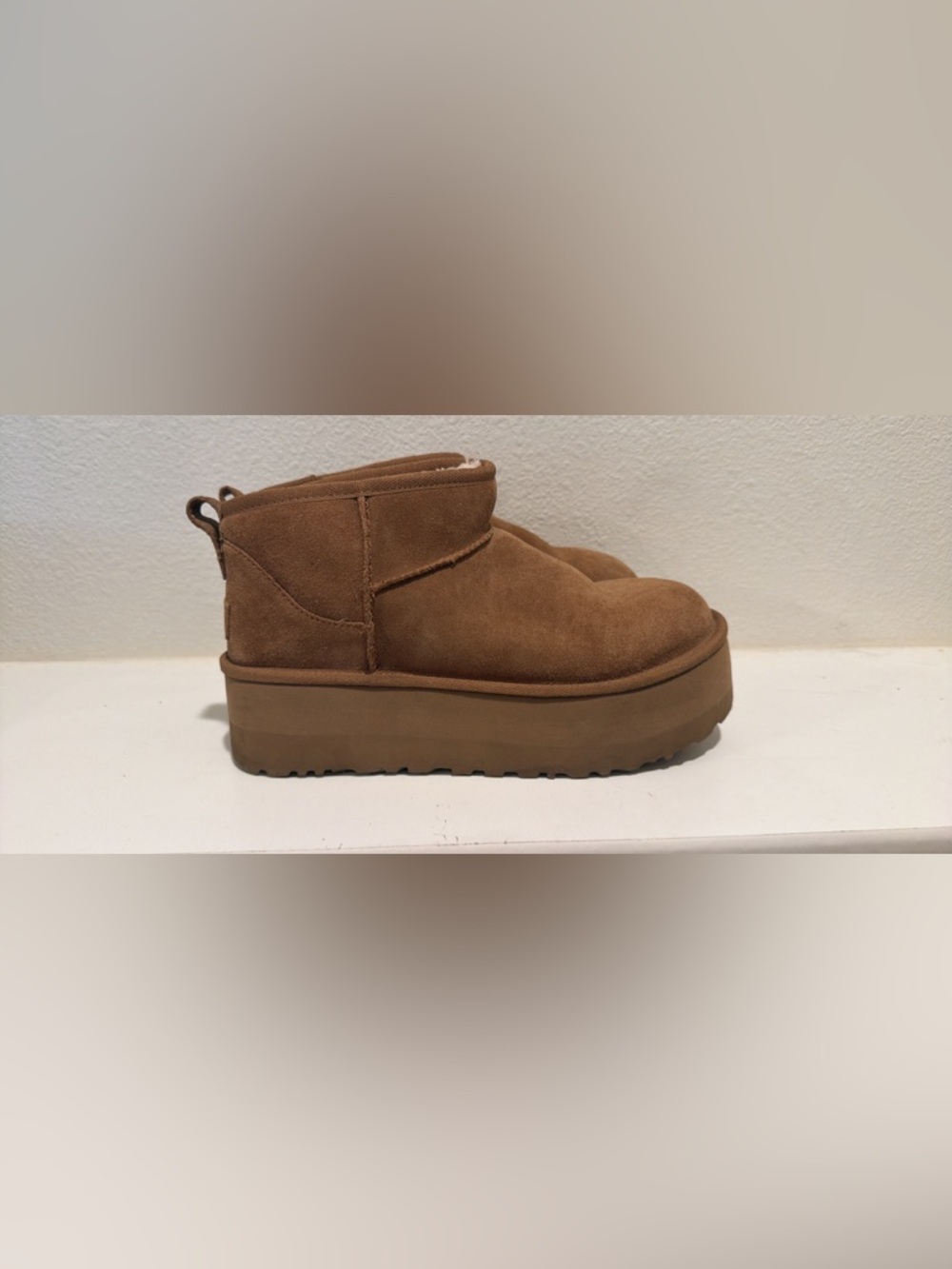 UGG Shearling-Lined Booties in Light Brown